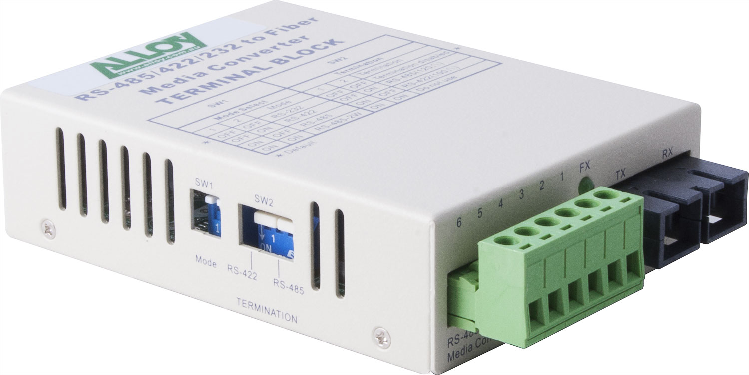 Alloy SCR460SC-4 RS-232/422/485 Serial Terminal to Single Mode Fibre Converter.