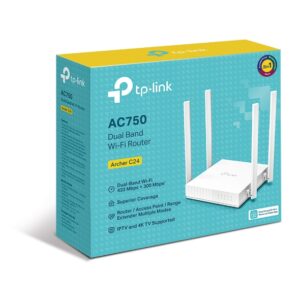 (E)TP-Link Archer C24 AC750 Dual-Band Wi-Fi Router 2.4GHz 300Mbps 5GHz 433Mbps 4