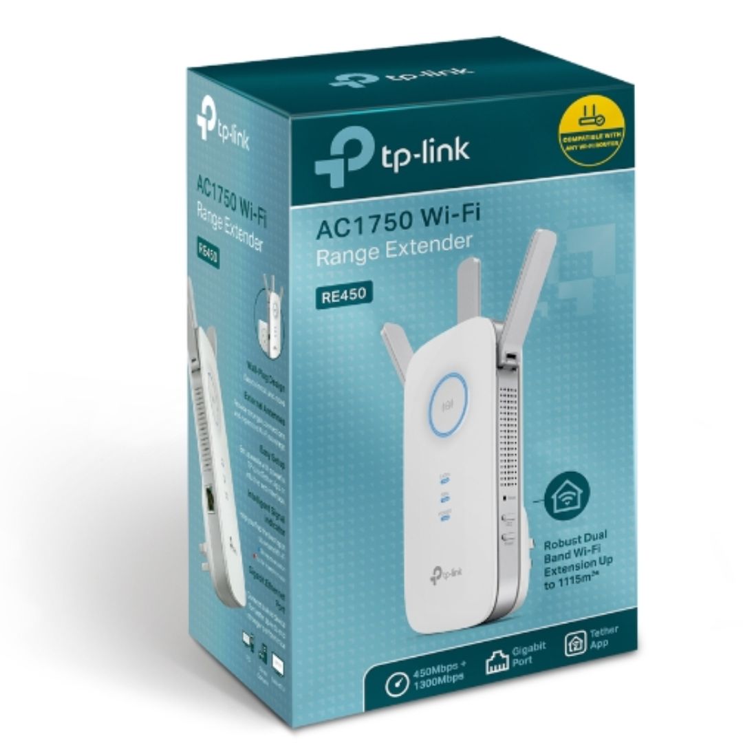 TP-Link RE450 AC1750 1750Mbps Wi-Fi Range Extender 450Mbps@2.4GHz 1300Mbps@5GHz