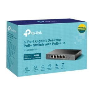 TP-Link TL-SG1005P-PD 5-Port Gigabit Desktop PoE+ Switch with 1-Port PoE++ In