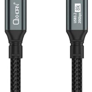 Oxhorn 2m USB-C to USB-C USB 3.2 Gen2 Braided 20Gbps 8K@60Hz 5A 20V 100W PD Fast