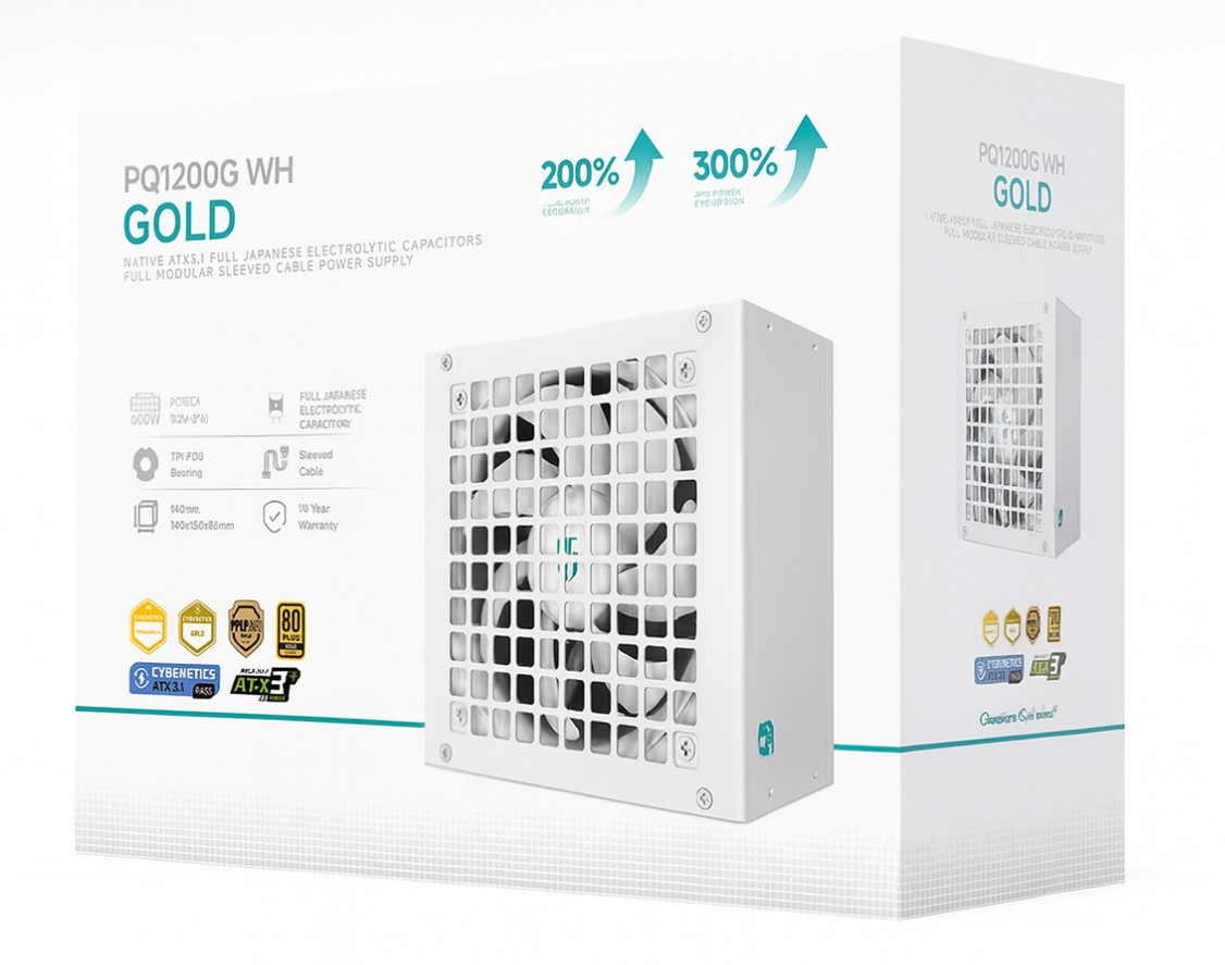 DeepCool PQ1200G WH 1200W Gamer Storm 80+ Gold/Cybenetics Fully Modular ATX Powe