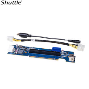 Shuttle XPCs Add-On Cards includes a PCIe riser card with a Molex power cable an