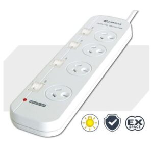 Sansai 4 Way Powerboard 4 Outlet 10A 240V Individually Switched 2 extra spaced s