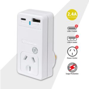 Sansai USB C + A 2xUSB charging Outlets Power Adaptor 240V 10A Power status indi