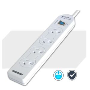 Sansai 4 Way Basic Powerboard (131P) with Master Switch Overload Protecte Reset