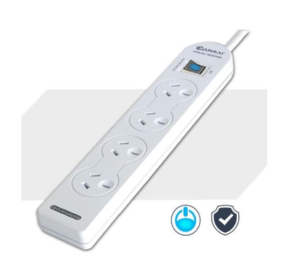 Sansai 4 Way Basic Powerboard (131P) with Master Switch Overload Protecte Reset
