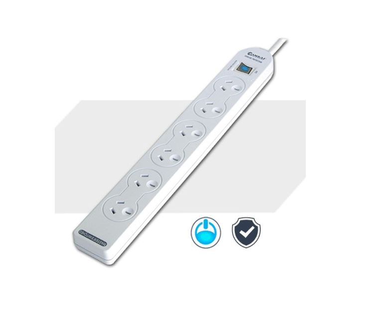 Sansai 6-Way Power Board (137P) with Master Switch Overload Protecte Reset butto