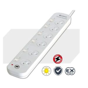 Sansai 6-Way Power Board (661SW) with Individual Switches and Surge Protection O