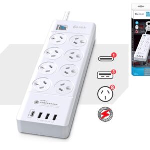 Sansai 8 Outlet 3*USB-A & 1*USB-C Powerboard Master On/Off switch Surge and over