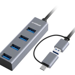 mbeat® 4-Port USB 3.0 Hub with 2-in-1 USB 3.0 & USB-C Converter - Space Grey tr
