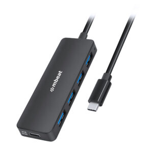 mbeat® 4-Port USB-C Hub with USB-C DC Port  Compact and Portable Design  Flexib