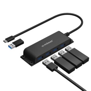 (LS) mbeat® Mountable 4-Port USB-A & USB-C Adapter Hub - 60cm Data Cable
