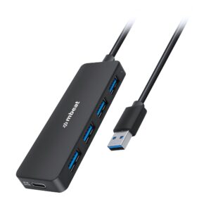 mbeat® 4-Port USB 3.0 Hub with USB-C DC Port  Compact and Portable Design  Expa