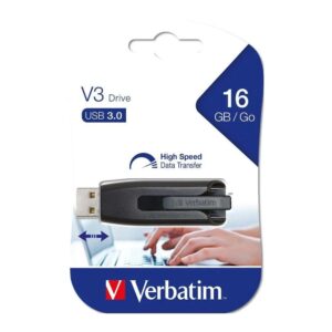 Verbatim 16GB V3 USB3.0 Grey Store'n'Go V3; Retractable USB Storage Drive Memory