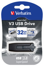 Verbatim 32GB V3 USB3.0 Grey Store'n'Go V3; Retractable USB Storage Drive Memory