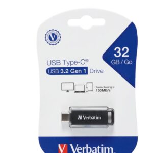 Verbatim 32GB Type-C USB 3.2 Flash Drive - Black Retail Pack 70903 Ultra Fast Tr