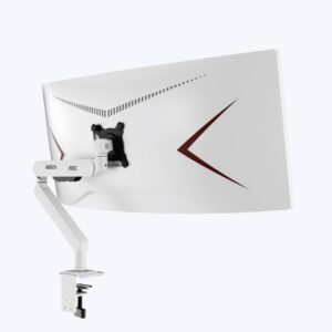 (LS)AOC AM406W White Desk-mount monitor arm with Alloy Structure. Mechanical Spr