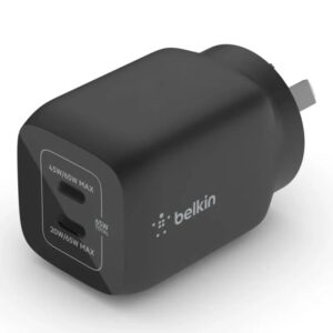 Belkin BoostCharge Pro 65W USB-C PD 3.0 PPS Dual GaN Wall Charger - Black (WCH01