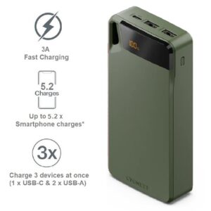 Cygnett ChargeUp Boost 4th Gen 20K mAh Power Bank- Green(CY4750PBCHE)Triple Port