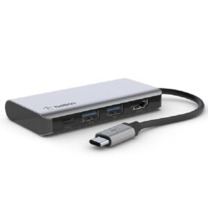 Belkin Connect USB-C 4-in-1 Multiport Adapter + USB-C Cable (13CM) - Space Grey(