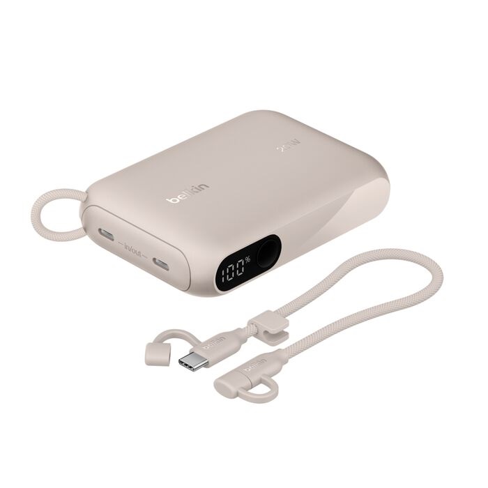 Belkin BoostCharge 10K mAh Power Bank with Display w/ Integrated USB-C Cable 60W