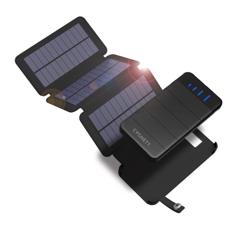 Cygnett ChargeUp Explorer 8K mAh Power Bank with Solar Panels -Black(CY2805PBCHE