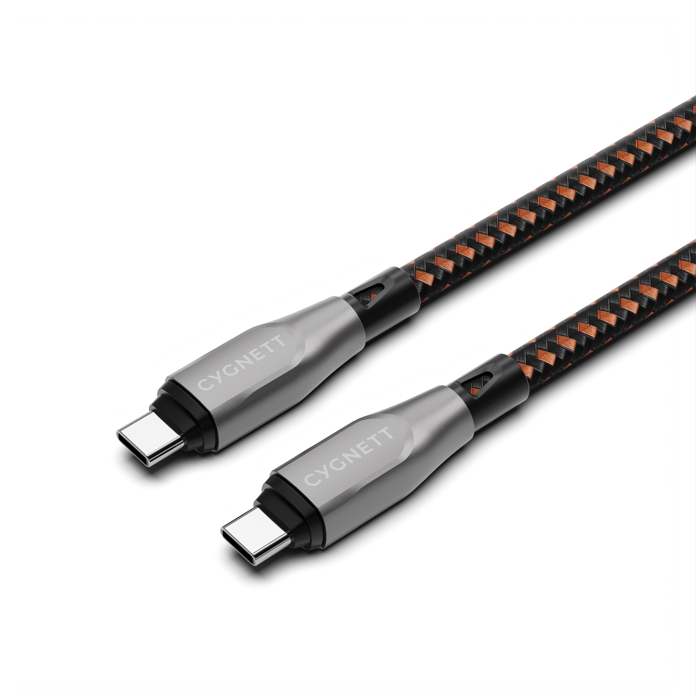 LS Cygnett Armoured Pro Braided USB-C to USB-C (4.0) Cable (1M) - Black/Orange (