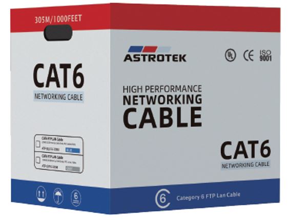 Astrotek CAT6 FTP Cable 305m Roll - Grey White Full 0.55mm Copper Solid Wire Eth