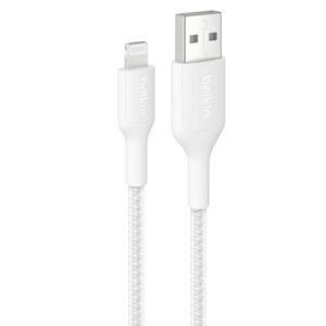 Belkin BoostCharge Pro Braided Lightning to USB-A Cable (1M) - White (CAA020FQ1M