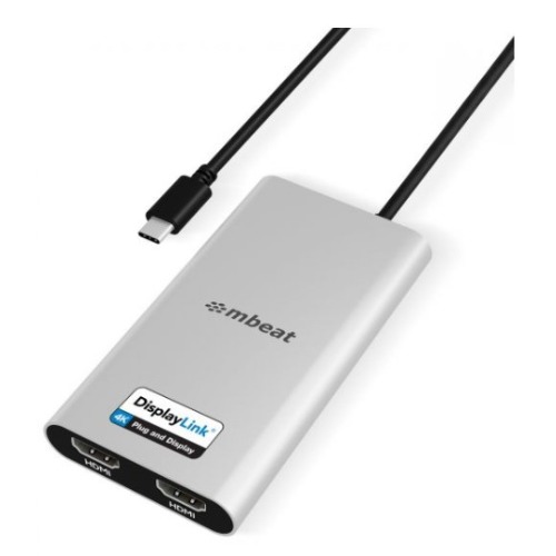 mbeat® USB-C Dual 4K HDMI DisplayLink® Adapter with PD Pass-through Dual 4K@6