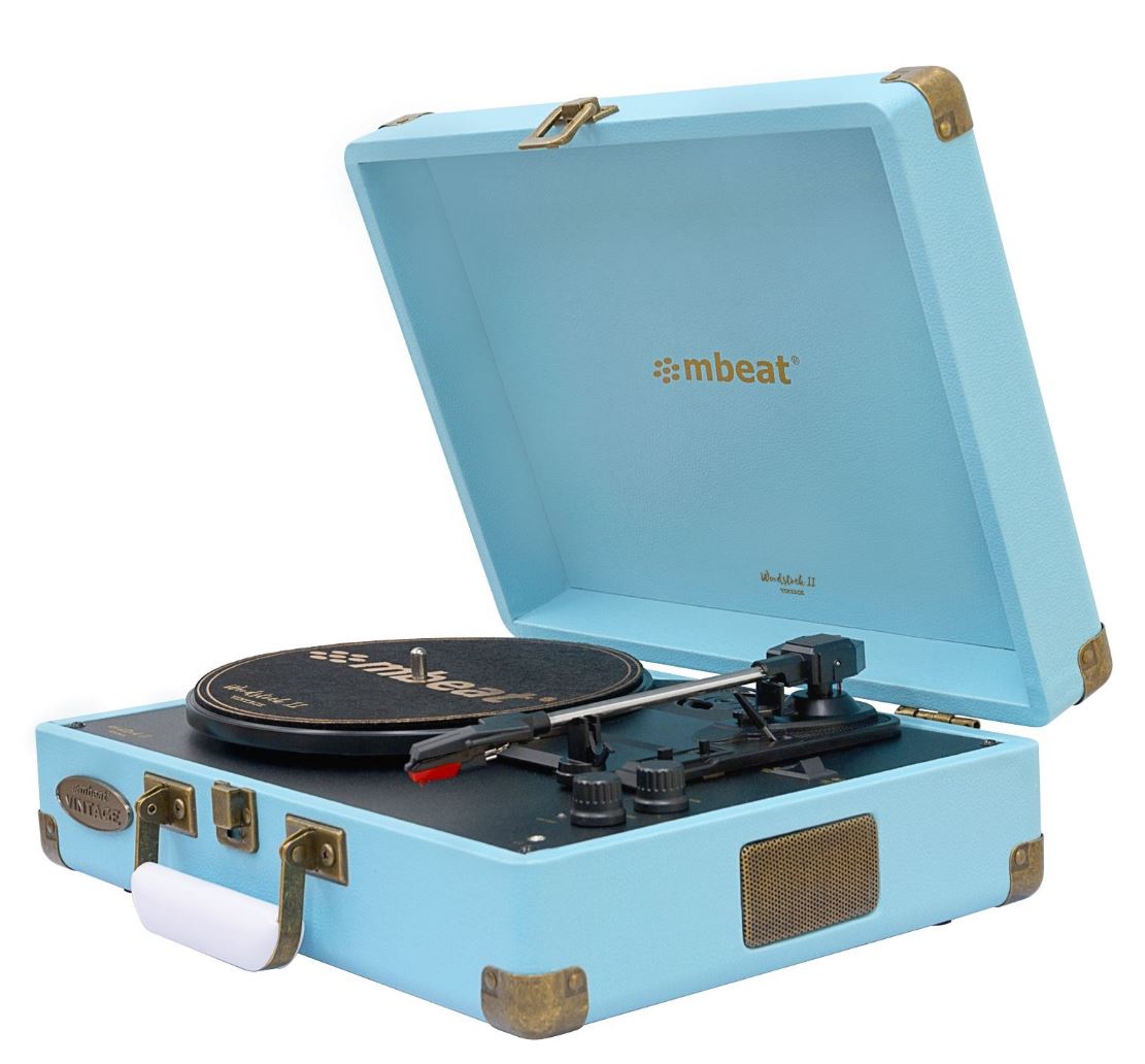 (LS)mbeat® Woodstock 2 Sky Blue Retro Turntable Player with BT Receiver & Tran