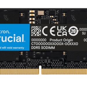 Crucial 16GB (1x16GB) DDR5 SODIMM 5600MHz CL46 Laptop Laptop Memory Tray Version