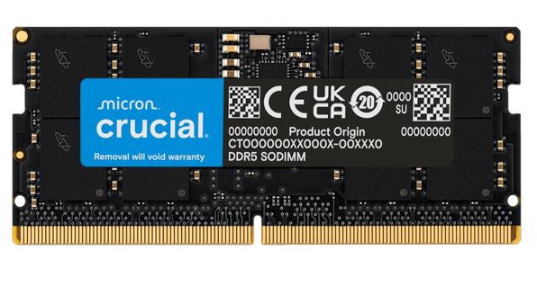 Crucial 16GB (1x16GB) DDR5 SODIMM 5600MHz CL46 Laptop Laptop Memory Tray Version