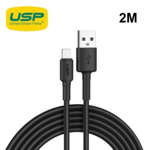 USP BoostUp Lightning to USB-A Cable (2M) Black - Quick Charge & Connect