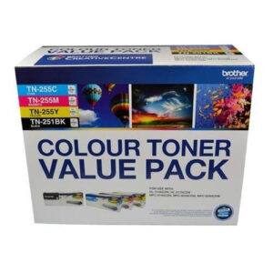 Brother  TN-251BK and TN255 Colour Laser Toner Value Pack. Black