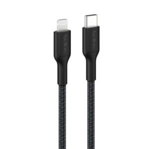 Belkin BoostCharge Pro Braided Lightning to USB-C Cable (1M) - Black (CAA022FQ1M