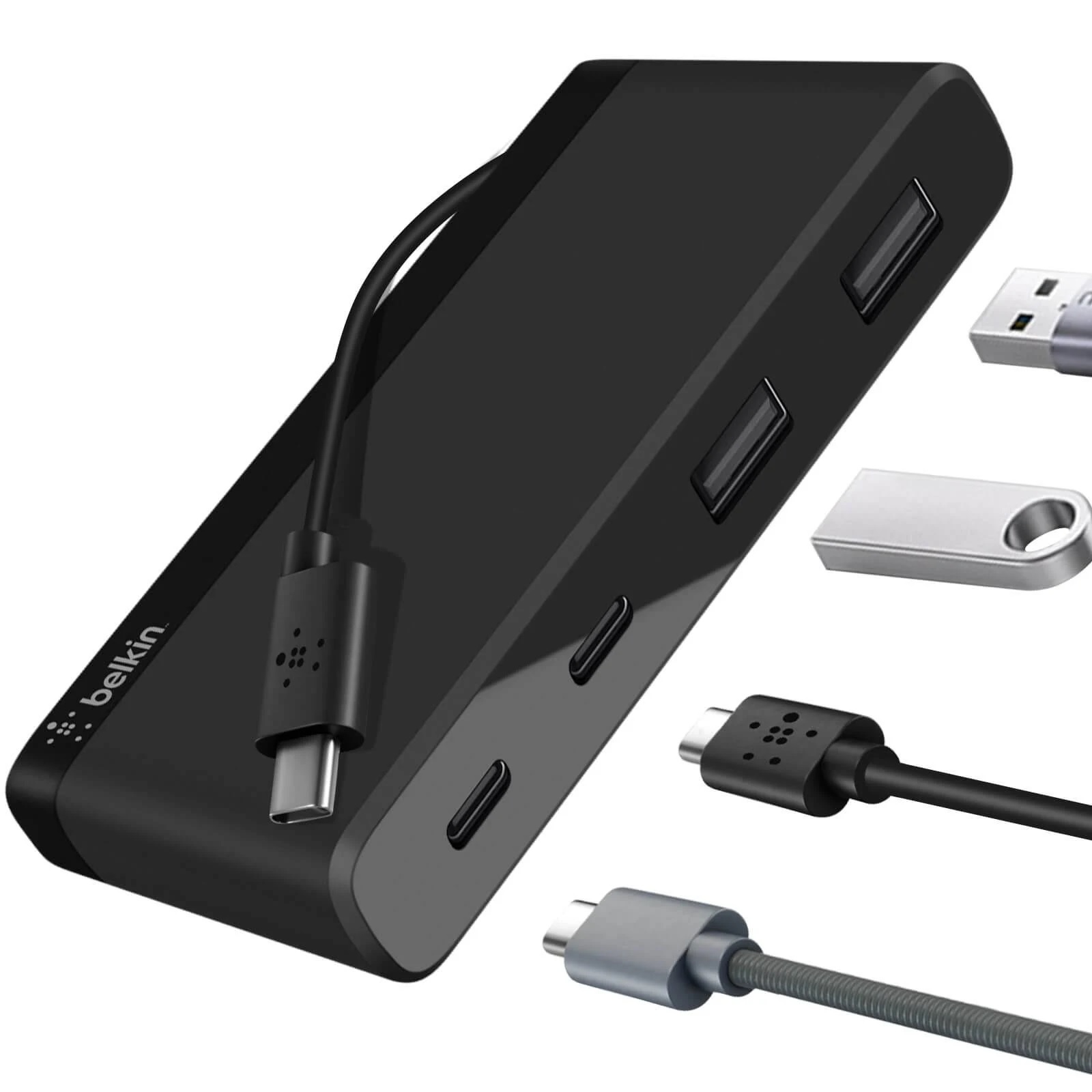 Belkin USB-C 4-Port Mini Hub (USB Type-C) - Black(F4U090btBLK)