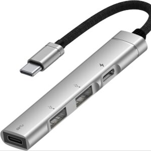 USP Multiport 4-in-1 Dual USB-C & Dual USB-A Hub - Silver