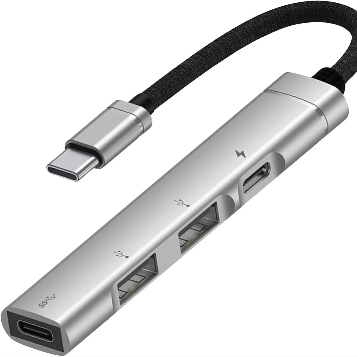 USP Multiport 4-in-1 Dual USB-C & Dual USB-A Hub - Silver