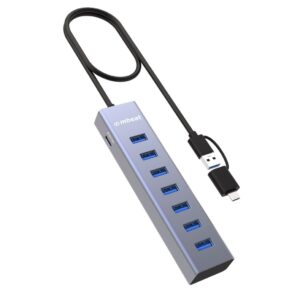 mbeat® 7-Port USB Hub with Dual USB-A & USB-C Connector 7 High-Speed USB 3.2 Ge